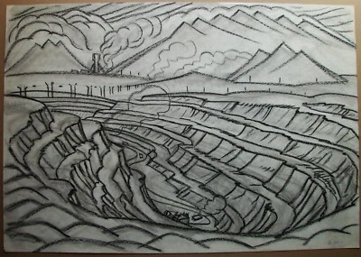 Украинский советский уголь СССР промышленный реализм пейзаж карьер угольная шахта - Изображение 1 из 4