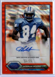 2023 Topps Composite Football Orange Wave Herman Moore AUTO LIONS 15/25 - Picture 1 of 1