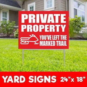 PRIVATE PROPERTY Yard Sign Corrugate Plastic with H-Stakes Lawn Sign No Trespass - Picture 1 of 3
