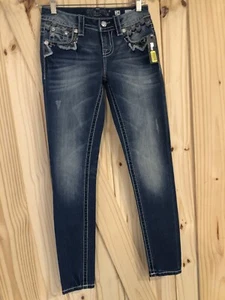 Miss Me Mid Rise Skinny Slim Fit Med Blu Jeans Womens Size 24X30 Brand New - Picture 1 of 9