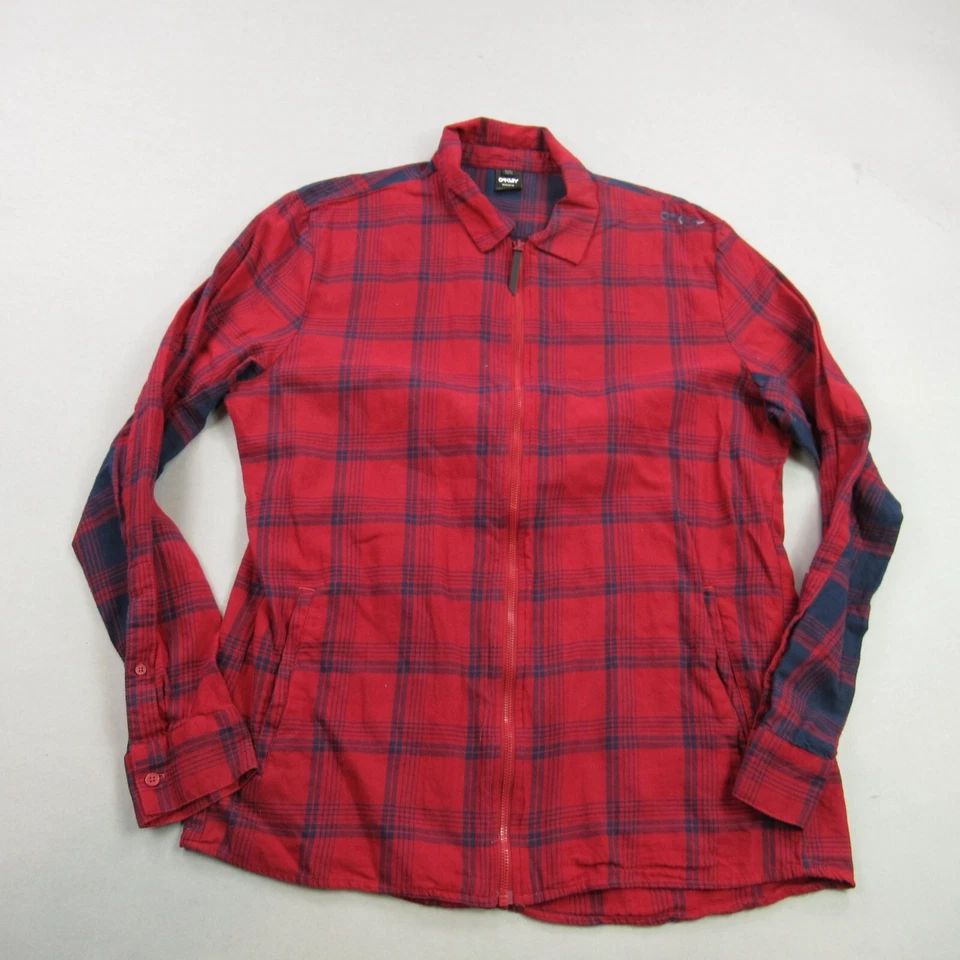 Oakley Jacket Womens Large Full Zip Long Sleeve Outdoors Plaid Shirt - Image 1 of 4