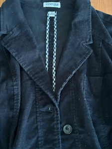 St Johns Bay Womens Jacket Size XL Black Corduroy Blazer Long Sleeve - Bild 1 von 8
