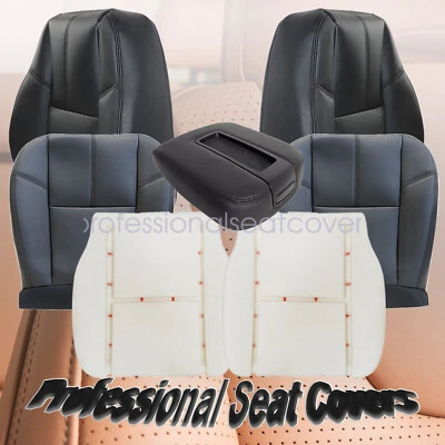 For 2007-2014 Chevy Silverado 1500 2500 3500 HD Front Leather Seat Cover Black - Image 1 of 4