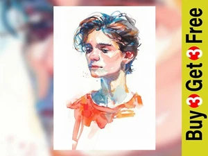 Colorful Face Study 5"x7" Print on Matte Paper | Bold Modern Artwork - Picture 1 of 7