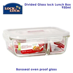 Lock & Lock Divided Glass lock Lunch Box Rectangular, Boroseal oven proof glass - Picture 1 of 1