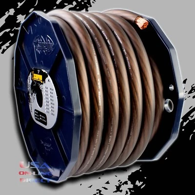XSCORPION 0 Gauge 50ft BLACK Power Ground OFC Wire Strand Copper Marine Cable 1/0 AWG USA
