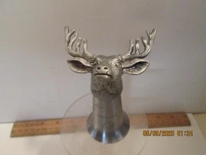 "JAGERMEISTER" EDELSTAHL, SCHNAPSGLAS. ZINN HIRSCHKOPF, ELCH, HIRSCH. - Bild 1 von 3