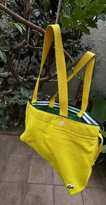 Lacoste•Women's Purse•Sunshine Yellow•Inside Green•Vtg•2 Handle Satchel•16”x12x6 - Picture 1 of 15