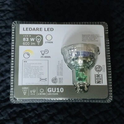 Ikea LEDARE GU10 LED Bulb 83 W 600 Lumen 2700K Dimmable 103.632.36 - Image 1 of 2