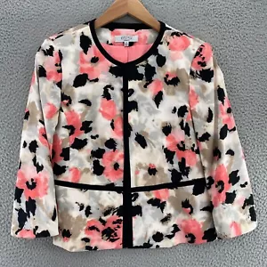 Kasper Blazer Donna 12 Rosa Floreale Astratto Aperto Fronte Giacca Carriera Ufficio Lavoro - Foto 1 di 11