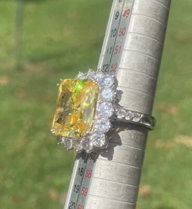 Charles Winston Sterling Silver Canary Yellow & White Cubic Zirconia Ring - Picture 1 of 10