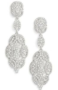 Nina Glamorous Swarovski Crystal Drop Earrings In Silver