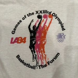 1984 Olympics Official Basketball Tee - Great Shape - Unisex Large / Medium - Picture 1 of 7
