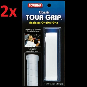 2x TOURNA Classic Tour Grip Cushioned Tennis Racquet Replacement Grips in White - Picture 1 of 2