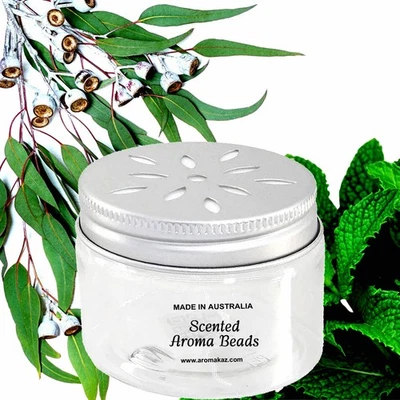 Eucalyptus & Spearmint Air Freshener Aroma Beads For Room/Car/Pet Areas/Linen Foto 1 de 4