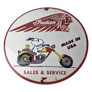 Letrero de porcelana vintage de motocicletas indias - estación de servicio de bomba de gas motorista - Imagen 1 de 14