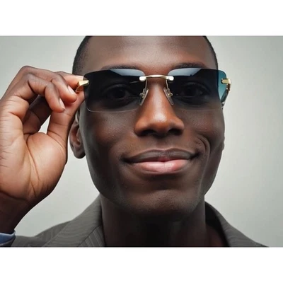 Óculos sem aro madeira Temple GreenLens óculos da moda leve UV400 Gafas - Imagem 1 de 4