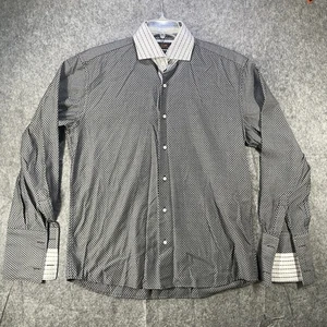 Steven Land Shirt Mens 16.5 Trim Fit Checkered Stripe Contrast Dress Shirt - Picture 1 of 9