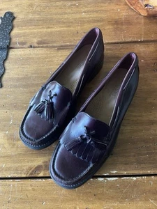 Bass Weejuns Marietta Oxblood Burgundy Leather Tassel Loafers Shoes Women's 7.5 - Picture 1 of 9