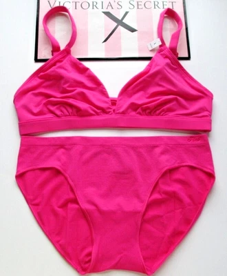 Conjunto de sutiã e calcinha VICTORIA'S SECRET PINK stretch bralette VS sem fio encantado - Imagem 1 de 4