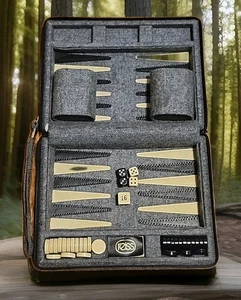 Estuche de viaje vintage Reiss Backgammon tablero magnético falta 1 pieza negra - Imagen 1 de 3