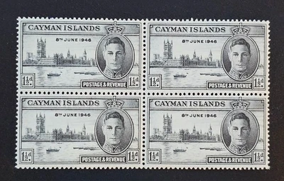 Islas Caimán 1946 Edición Paz Victoria Edición 1 1/2d Sc 112. SG 127 MNH BLOQUE 4 Foto 1 de 4