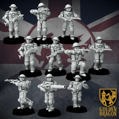 GOLDEN DRAGON GAMES British Automaton Infantry - 28mm Automated Weird War - Konflikt 47 compatible