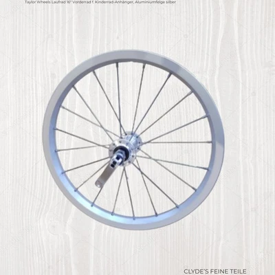 Taylor Wheels Laufrad 16" Vorderrad f. Kinderrad-Anhänger, Aluminiumfelge silber - Bild 1 von 4