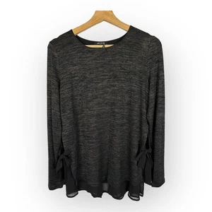 Suéter túnica en capas Nic + Zoe para mujer talla pequeña Firelight Space Dye gris - Imagen 1 de 8