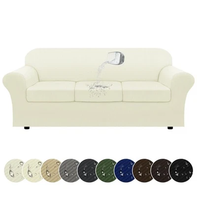 100% WaterproofCouch Cover 4-Piece Set Striped Sofa Slipcovers for 3 Cushion ... - Image 1 of 4