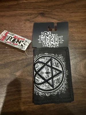 Cartera de lona negra vintage 2006 nueva con etiquetas HIM Heartagram Foto 1 de 3