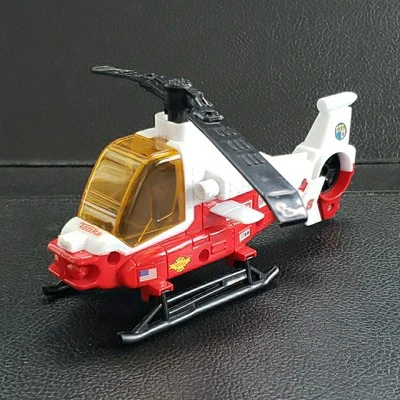 TONKA 2004 Fire Dept. Rescue Helicopter #8 7" Toy Red/White Chopper Blades Spin - Image 1 of 4