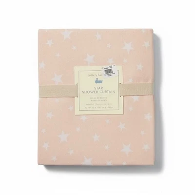 Pottery Barn 100% Cotton Peach Stars Fabric Bathroom Shower Curtain 72” - Image 1 of 4