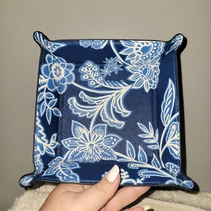 Talbots Neely & Chloe Blue Paisley Print Desk Tray Organizer - Picture 1 of 5
