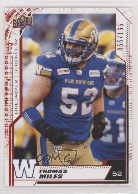 2020 Upper Deck CFL Red /165 Thomas Miles #124 - Image 1 of 2