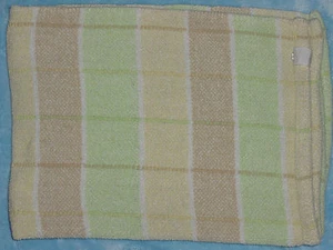 Messages From The Heart Chenille Blanket Plaid Stripe Tan Brown Yellow Green - Picture 1 of 1