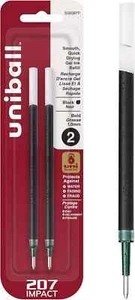 Pluma de gel retráctil Uniball Signo 207 Impact RT, 2 2 unidades (paquete de 1), negra HI - Imagen 1 de 6