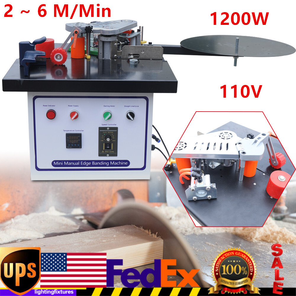 Portable Edge Bander Machine – 800W, 220V, Double-Side Gluing, 120-220°C Temperature Control, Straight & Curve Edge Sealing, Benchtop Woodworking Edgebander For PVC & Veneer