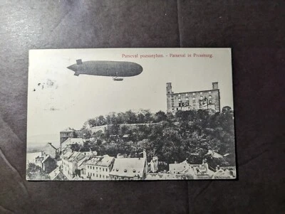 1910 Hungría Zeppelin PPC cubierta de postal a Schlosselburg Foto 1 de 2