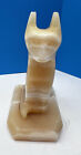 Vintage Hand Carved Stone Onyx Marble  Cat Figurine Statue