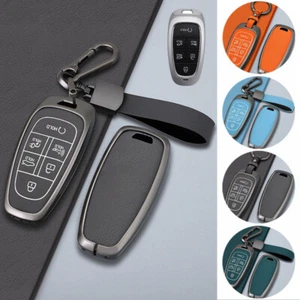 Alloy Leather Car Key Fob Case Cover For Hyundai Tucson Sonata Santa Fe Ioniq - Bild 1 von 19