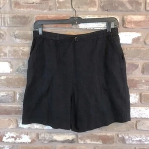 WESTBOUND Damen schwarz Schnalle hohe Taille Leinen Pullon Shorts L - Bild 1 von 3