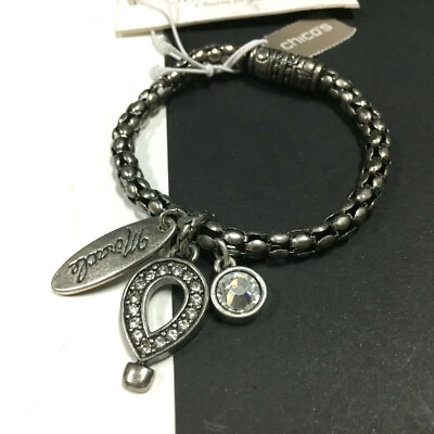 NUEVO CHICO'S Pulsera Plata Dije Cadena Estrás Cierre Magnético R6E Foto 1 de 4