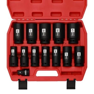 3/4" Drive Deep Impact Socket Set 13Pcs Jumbo Socket Metric(17mm to 41mm) 6Point - Picture 1 of 7