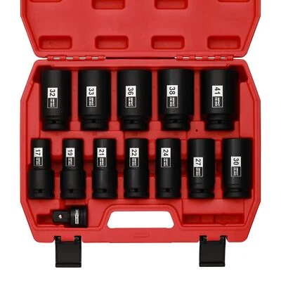 3/4" Drive Deep Impact Socket Set 13Pcs Jumbo Socket Metric(17mm to 41mm) 6Point - Image 1 of 4