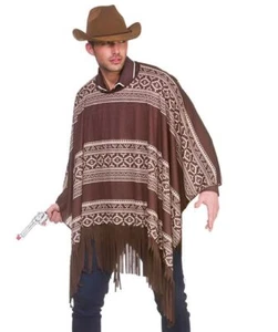 Poncho o sombrero vaquero adulto occidental unisex pistolero disfraz salvaje - Imagen 1 de 3