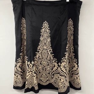 White House Black Market Damen Gr. S Knielanger Seide A-Linien Rock Paisley - Bild 1 von 6
