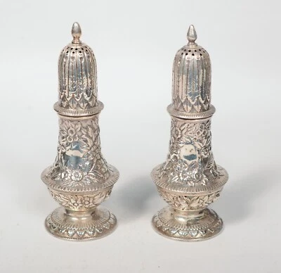 Kirk & Son Coin 11 Oz Silver Repousse Shakers 1860's Sterling - Image 1 of 4