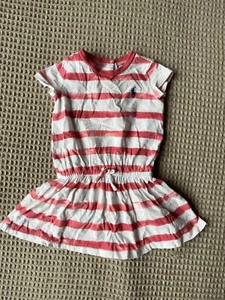 Ralph Lauren Bebé Niñas Algodón Vestido Rayas Rosa,Blanco Talla 6m Logo - Imagen 1 de 5