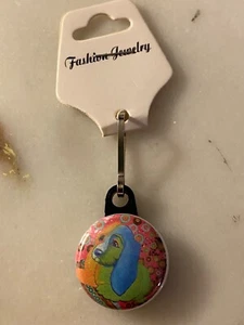 BRAND NEW 1 INCH ROUND BUTTON STYLE ZIPPER PULL LANYARD CLIP #3 COLORFUL DOG PET - Imagen 1 de 2